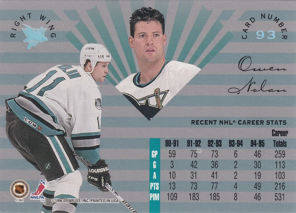 1995-96 Leaf Limited - Owen Nolan #93