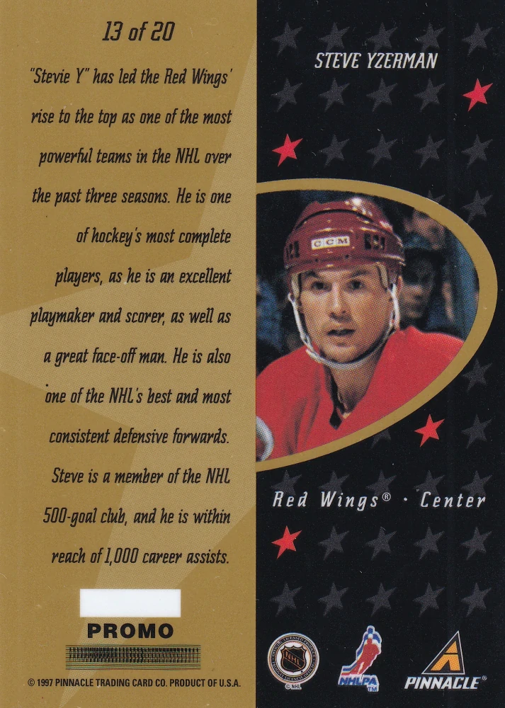 1997-98 Pinnacle Certified - Steve Yzerman - Certified Gold Team Promo #13