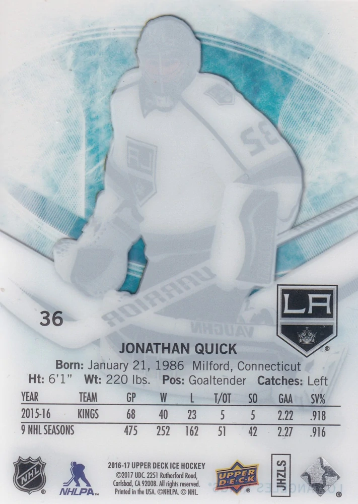 2016-17 UD Ice - Jonathan Quick #36