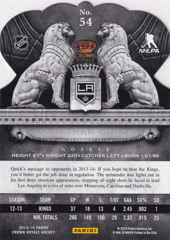2013-14 Panini Crown Royale - Jonathan Quick #54