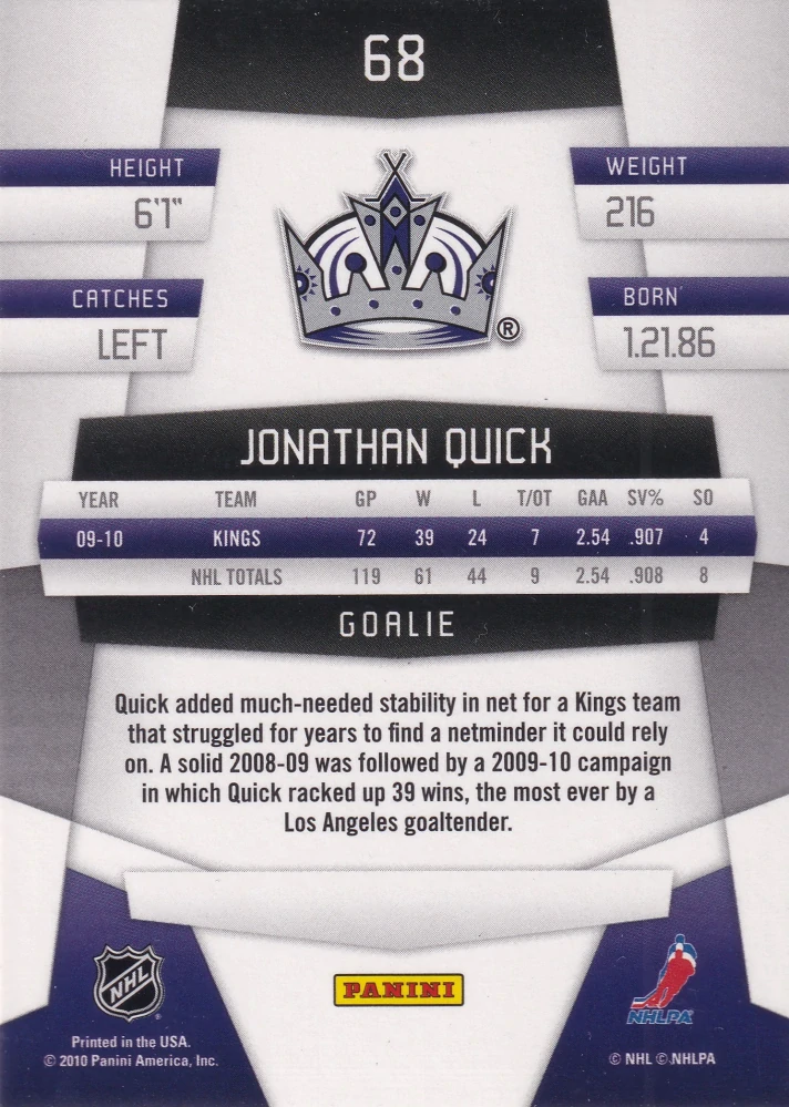 2010-11 Panini Certified - Jonathan Quick #68