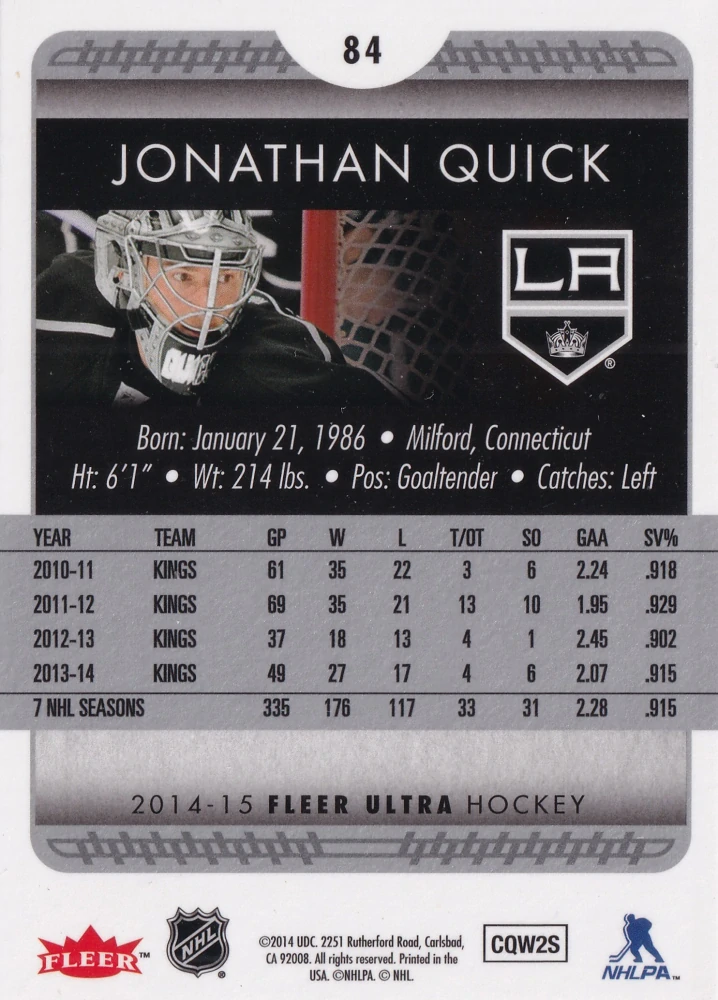 2014-15 Fleer Ultra - Jonathan Quick #84