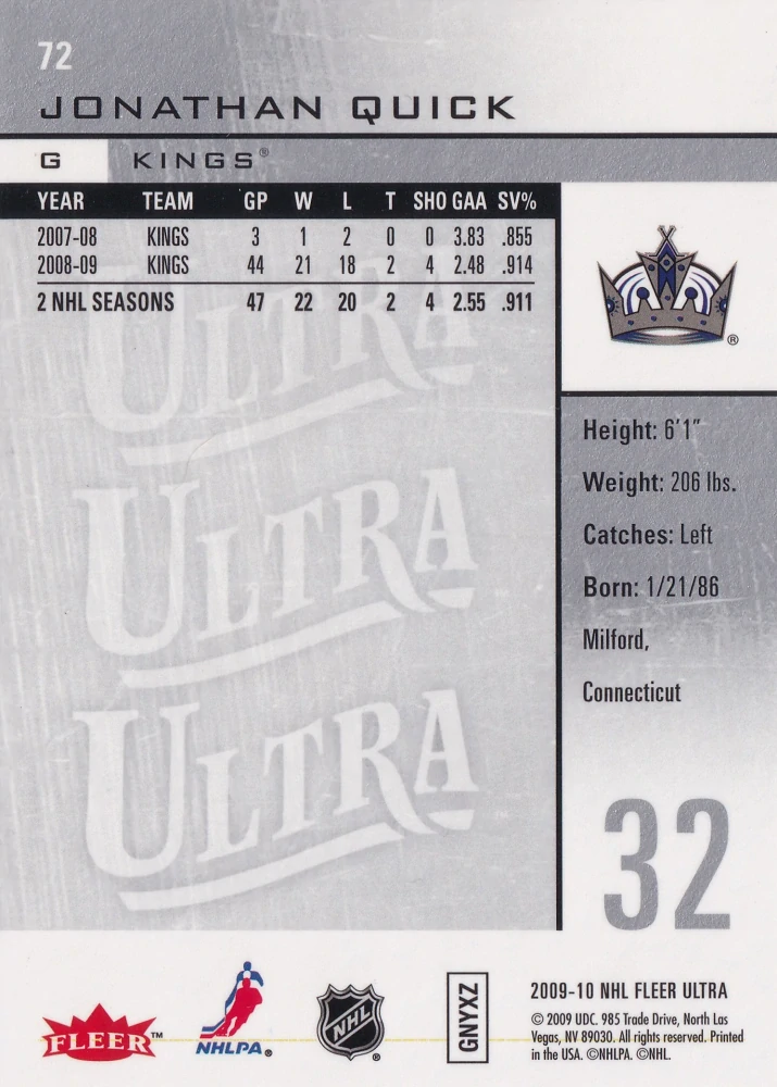 2009-10 Fleer Ultra - Jonathan Quick #72