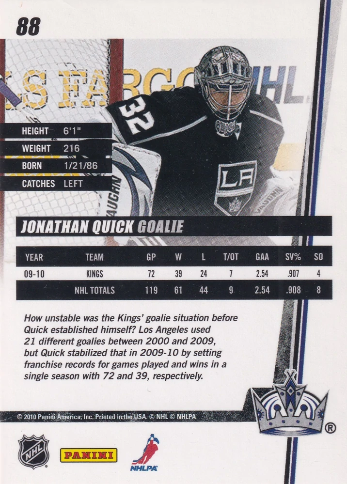 2010-11 Panini Donruss - Jonathan Quick #88