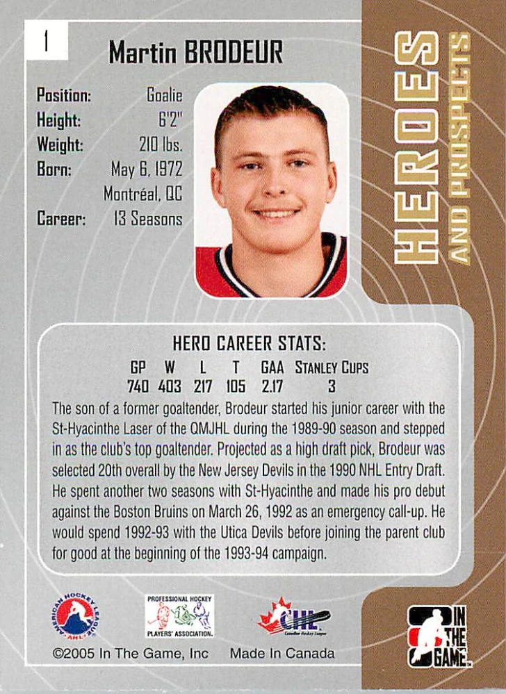2005-06 ITG Heroes and Prospects - Martin Brodeur #1