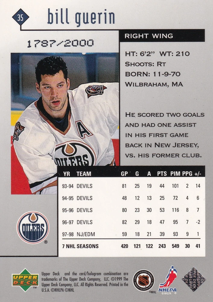 1998-99 UD Black Diamond - Bill Guerin - Double Diamond /2000 #35