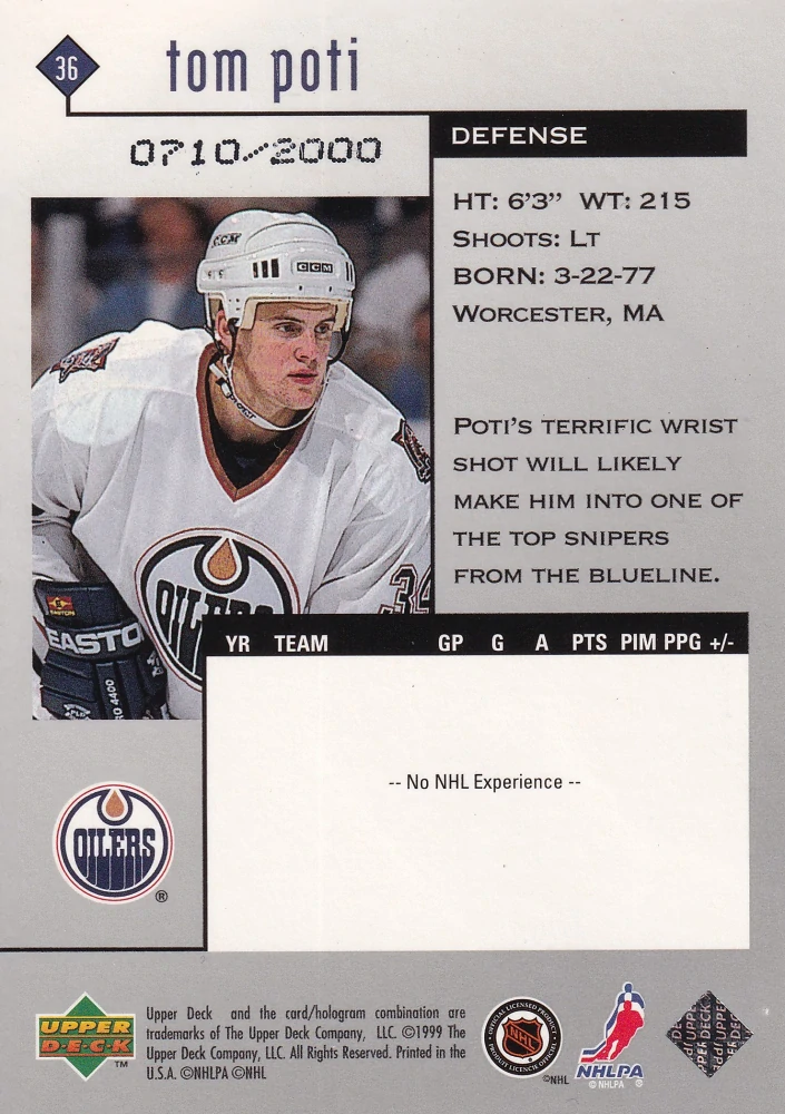 1998-99 UD Black Diamond - Tom Poti - Double Diamond /2000 #36