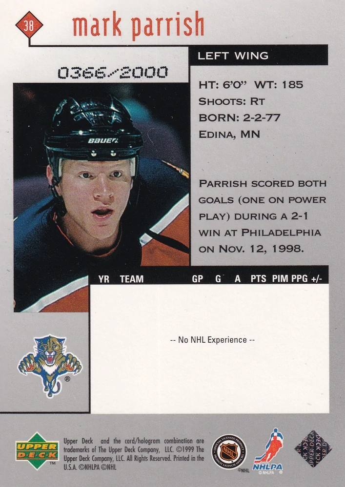 1998-99 UD Black Diamond - Mark Parrish - Double Diamond /2000 #38