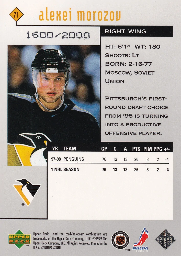1998-99 UD Black Diamond - Alexei Morozov - Double Diamond /2000 #71