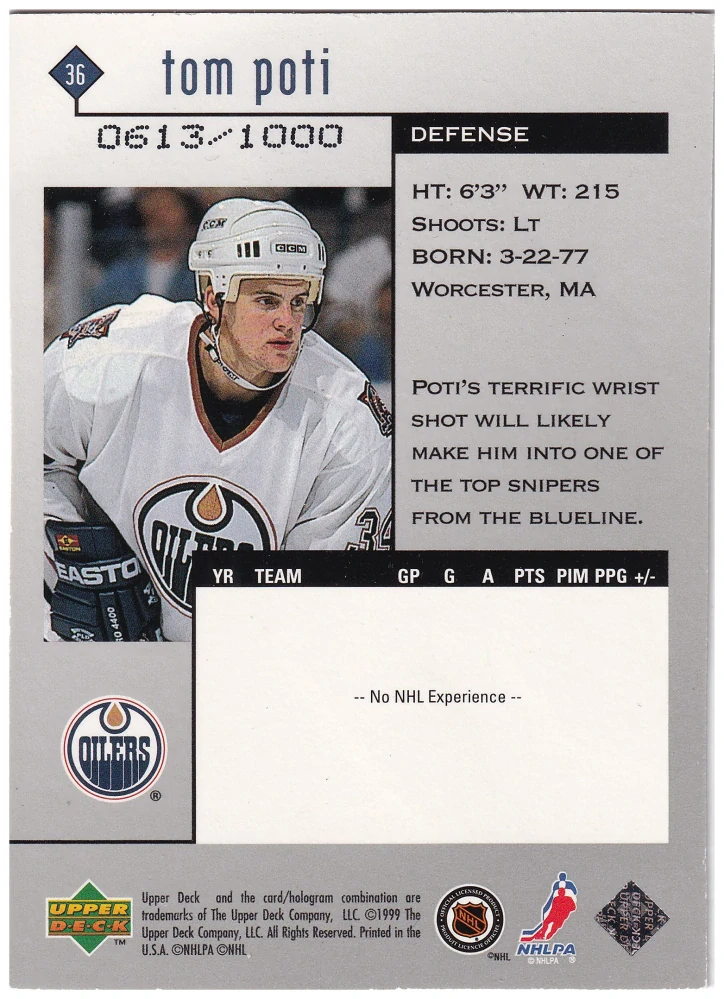 1998-99 UD Black Diamond - Tom Poti - Triple Diamond /1000 #36