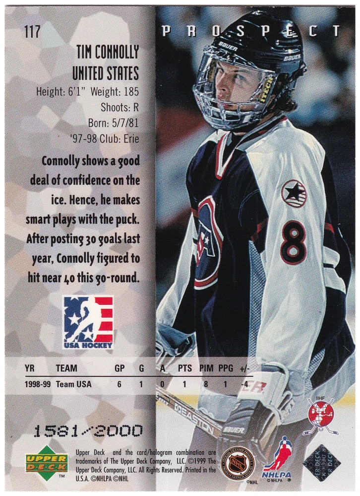 1998-99 UD Black Diamond - Tom Connolly - Prospect Double Diamond /2000 #117