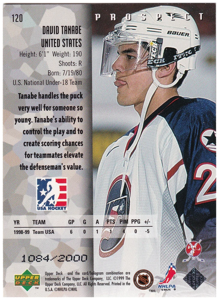 1998-99 UD Black Diamond - Dave Tanabe - Prospect Double Diamond /2000 #120