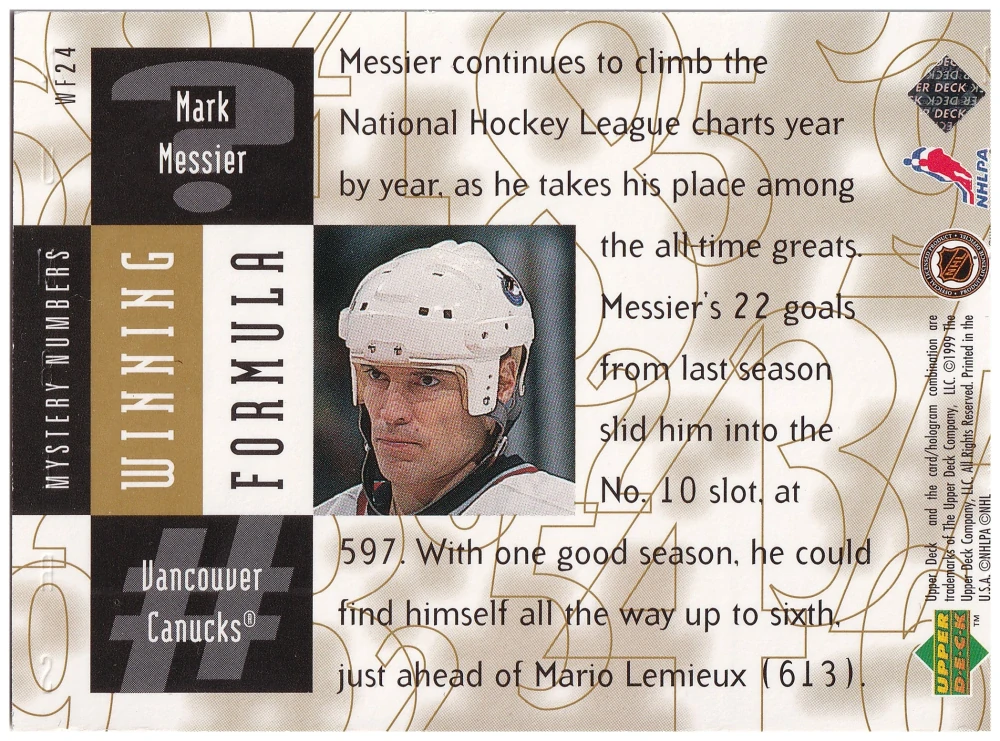 1998-99 UD Black Diamond - Mark Messier - Winning Formula Gold /1100 #WF24