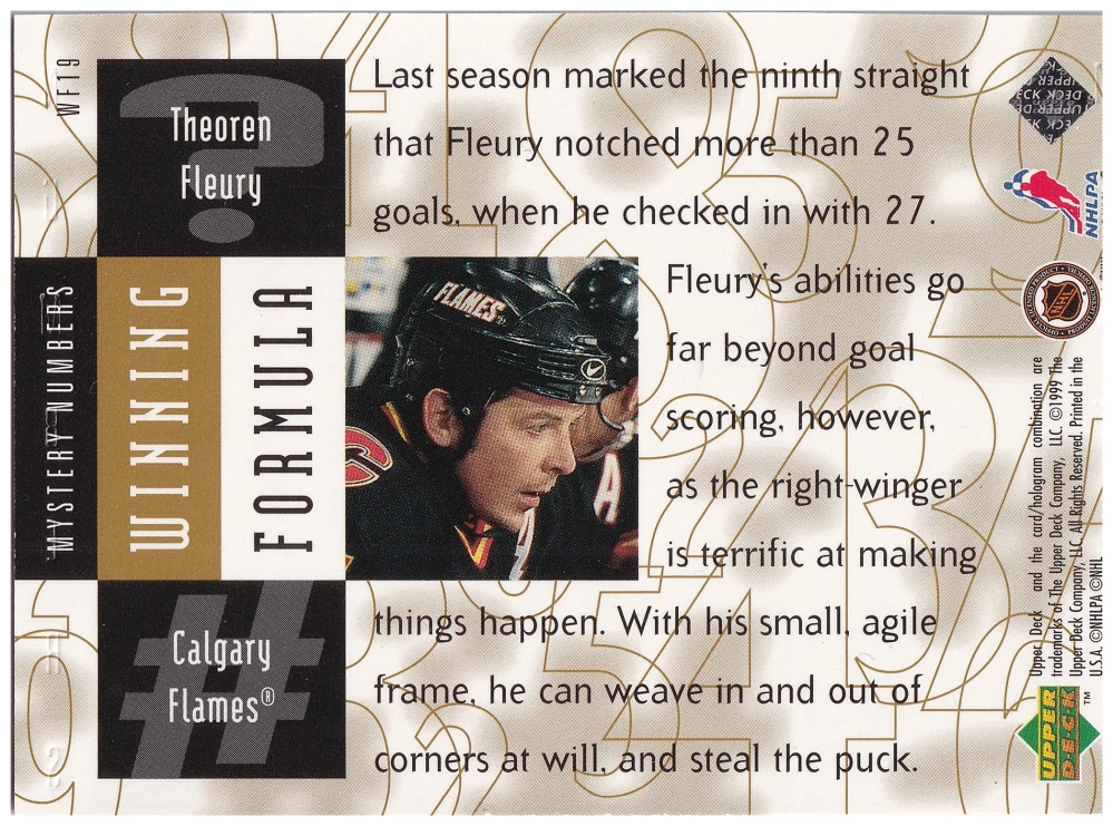 1998-99 UD Black Diamond - Theoren Fleury - Winning Formula Gold /1350 #WF19