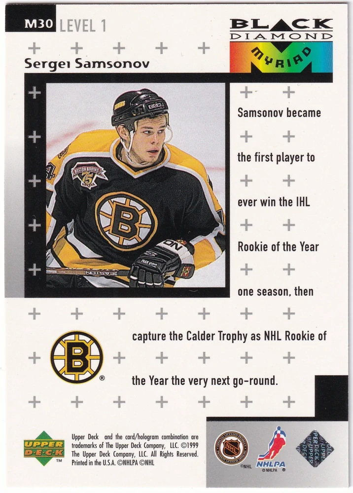 1998-99 UD Black Diamond - Sergei Samsonov - Myriad /1500 #M30