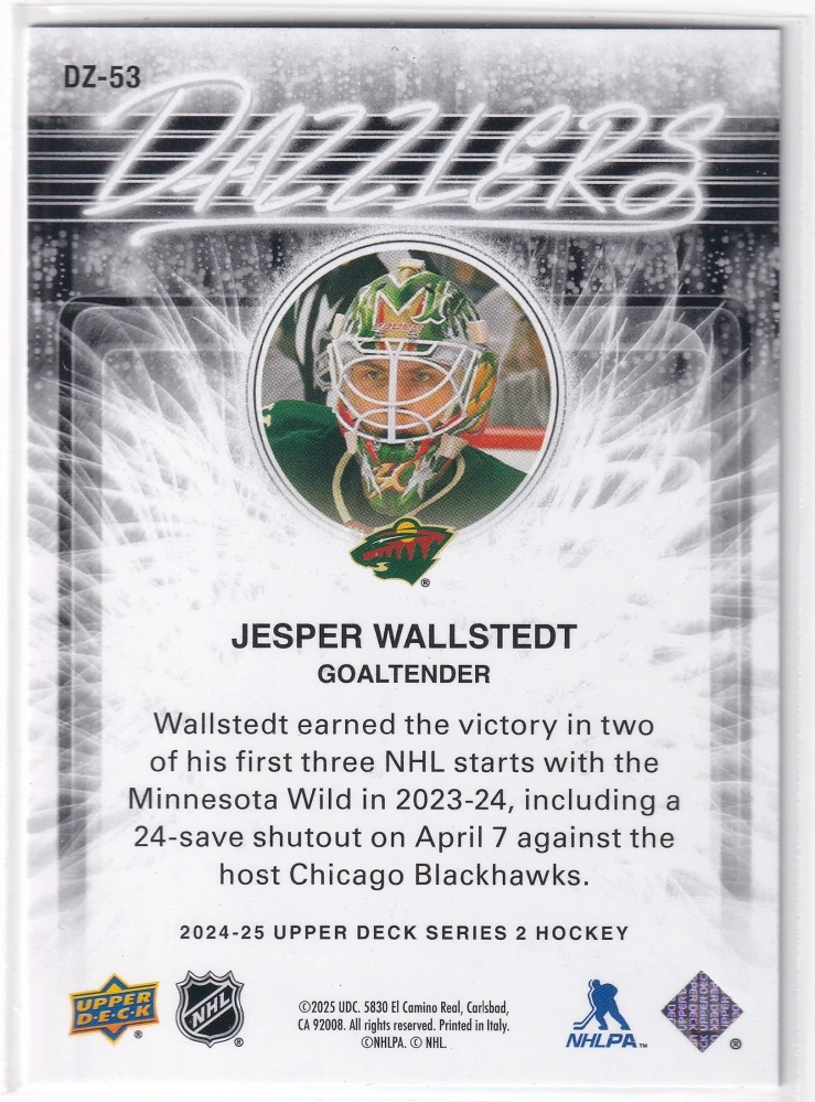 2024-25 UD Series 2 - Jesper Wallstedt - Dazzlers Blue #DZ-53