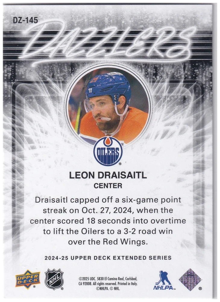 2024-25 UD Extended Series - Leon Draisaitl - Dazzlers Blue #DZ-145