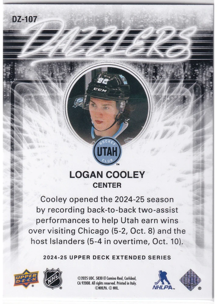 2024-25 UD Extended Series - Logan Cooley - Dazzlers Blue #DZ-107