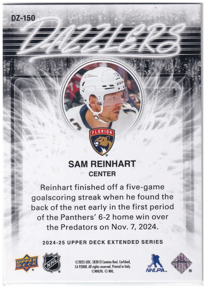 2024-25 UD Extended Series - Sam Reinhart - Dazzlers Blue #DZ-150