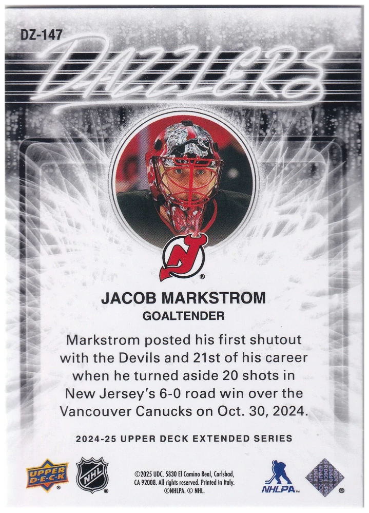 2024-25 UD Extended Series - Jacob Markstrom - Dazzlers Blue #DZ-147