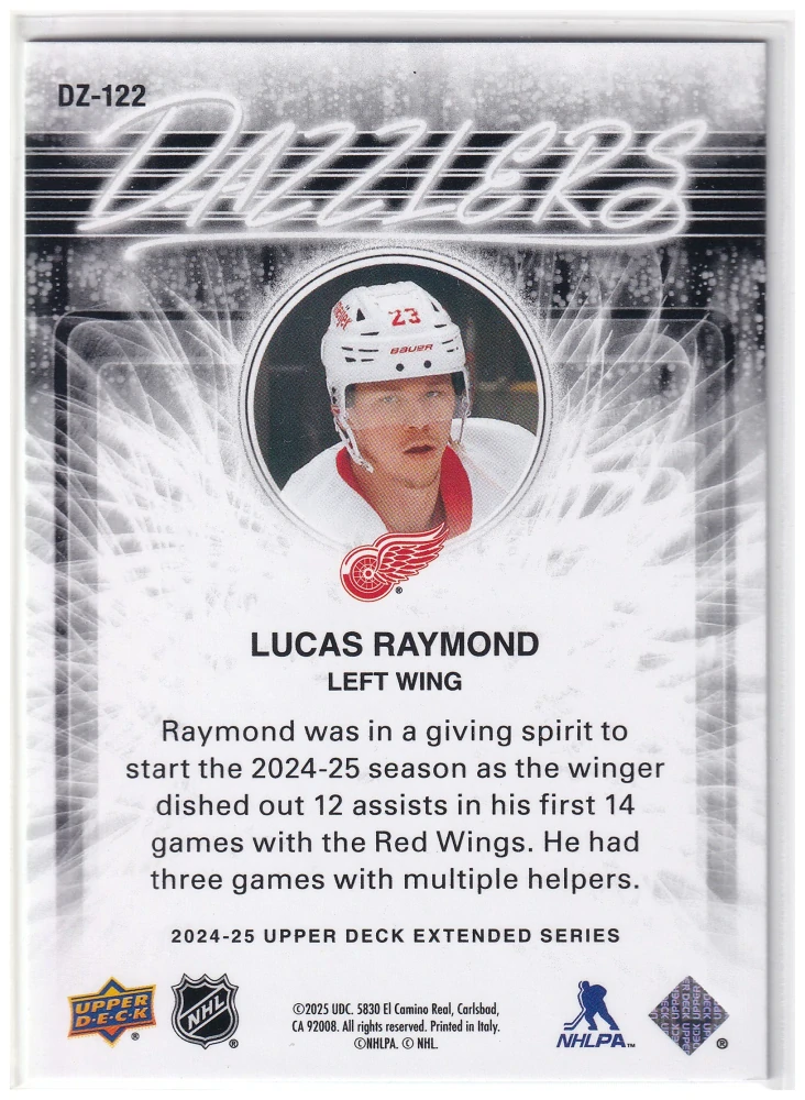 2024-25 UD Extended Series - Lucas Raymond - Dazzlers Blue #DZ-122