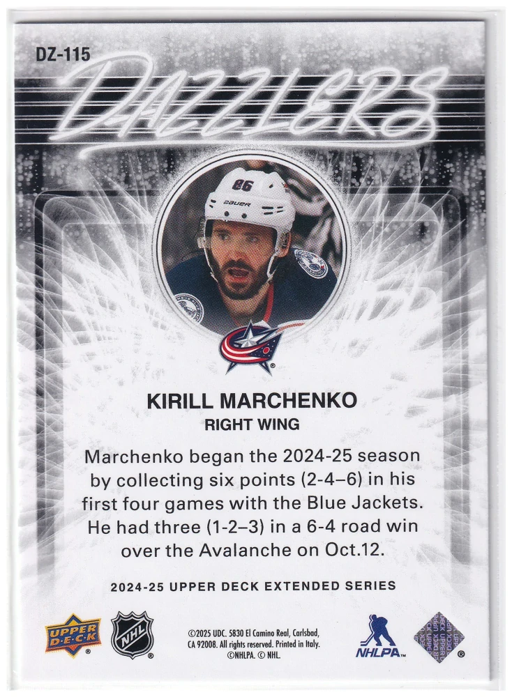 2024-25 UD Extended Series - Kirill Marchenko - Dazzlers Blue #DZ-115