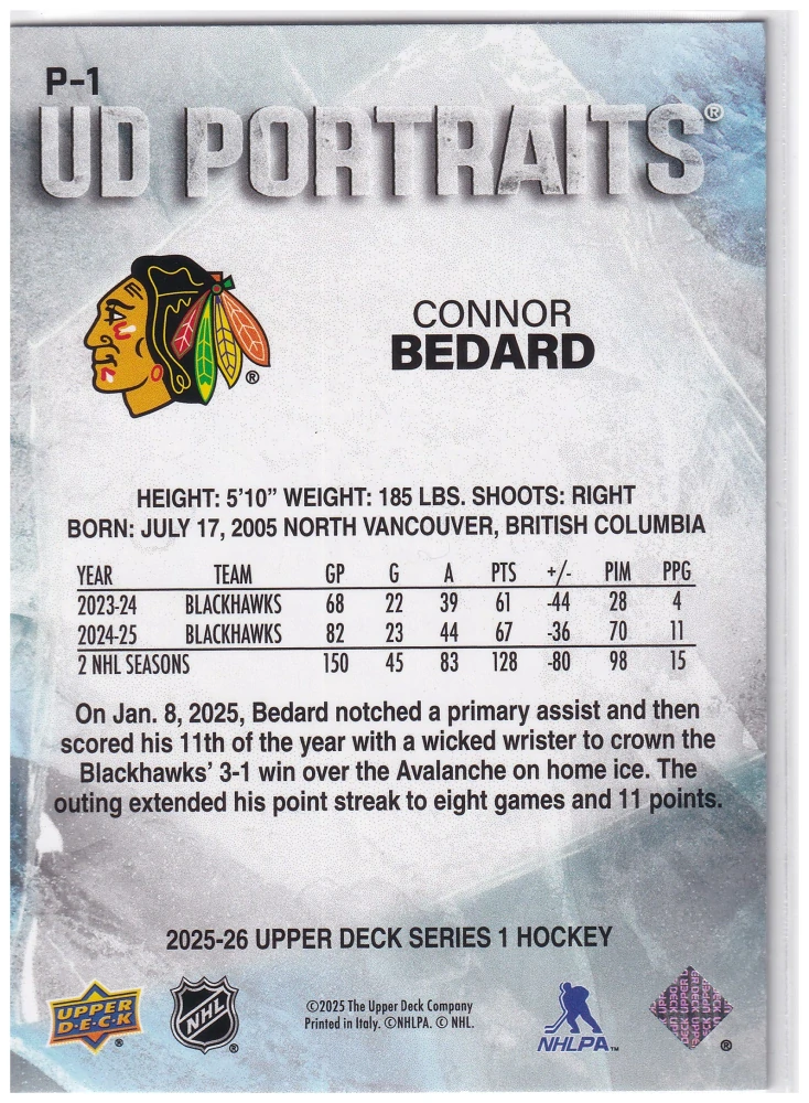 2025-26 UD Series 1 - Connor Bedard - UD Portraits #P-1
