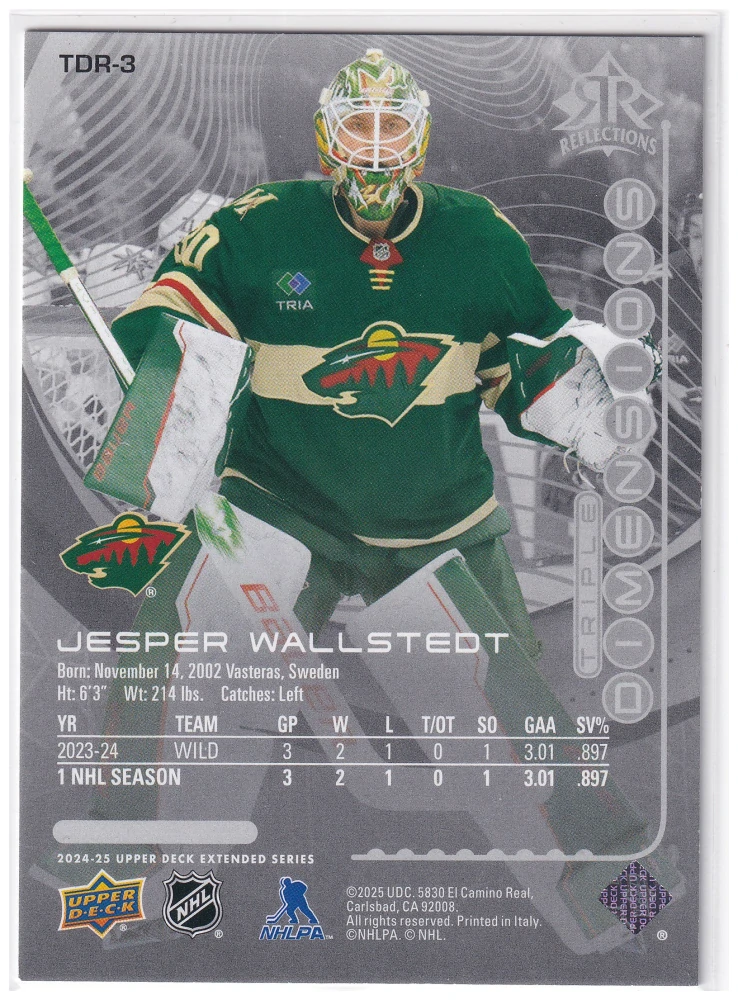 2024-25 UD Extended Series - Jesper Wallstedt - Triple Dimensions Reflections #TDR-3