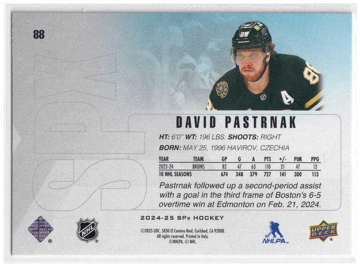 2024-25 UD SPx - David Pastrňák #88