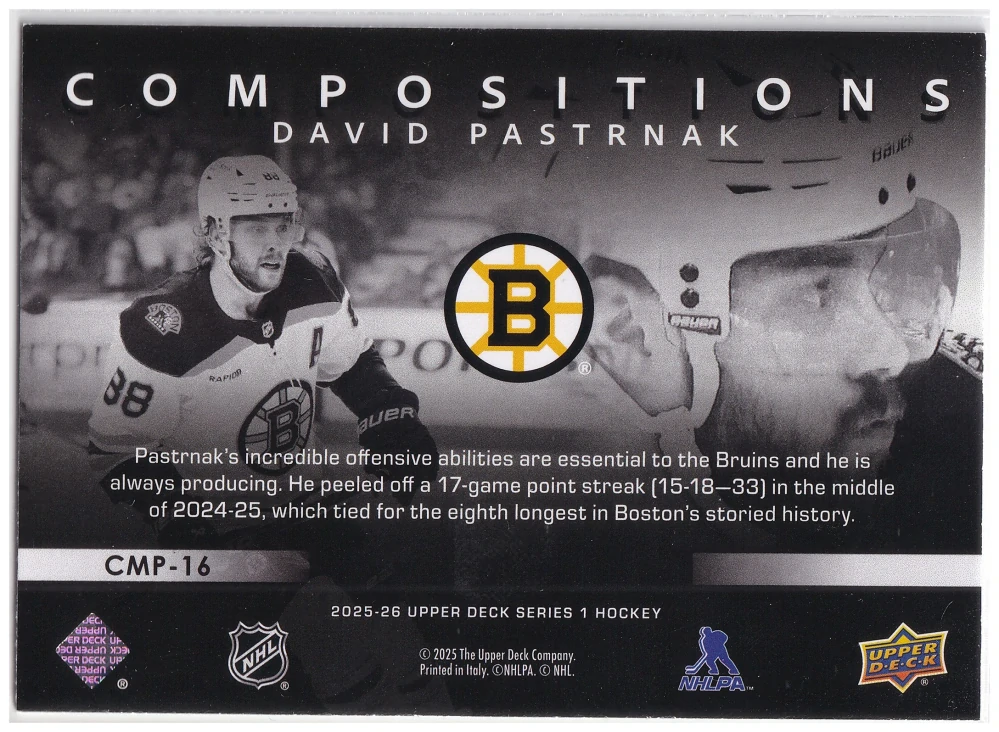 2025-26 UD Series 1 - David Pastrňák - Compositions #CMP-16