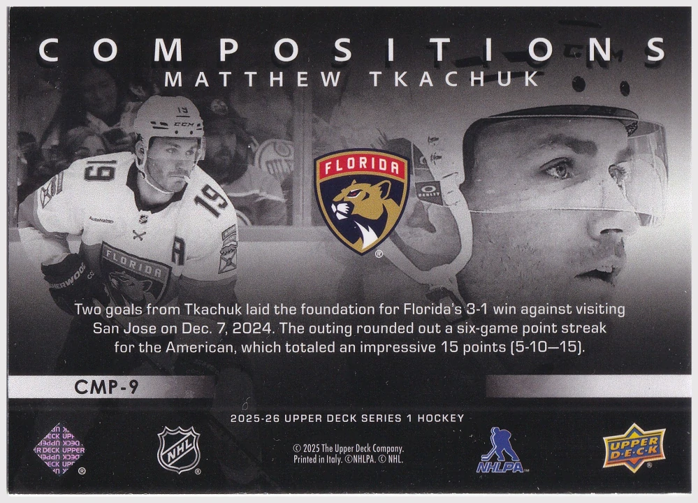 2025-26 UD Series 1 - Matthew Tkachuk - Compositions #CMP-9