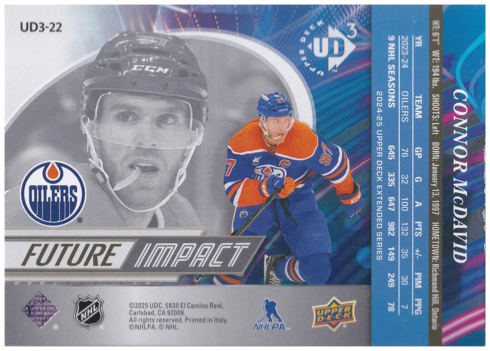 2024-25 UD Extended Series - Connor McDavid - UD3 #UD3-22