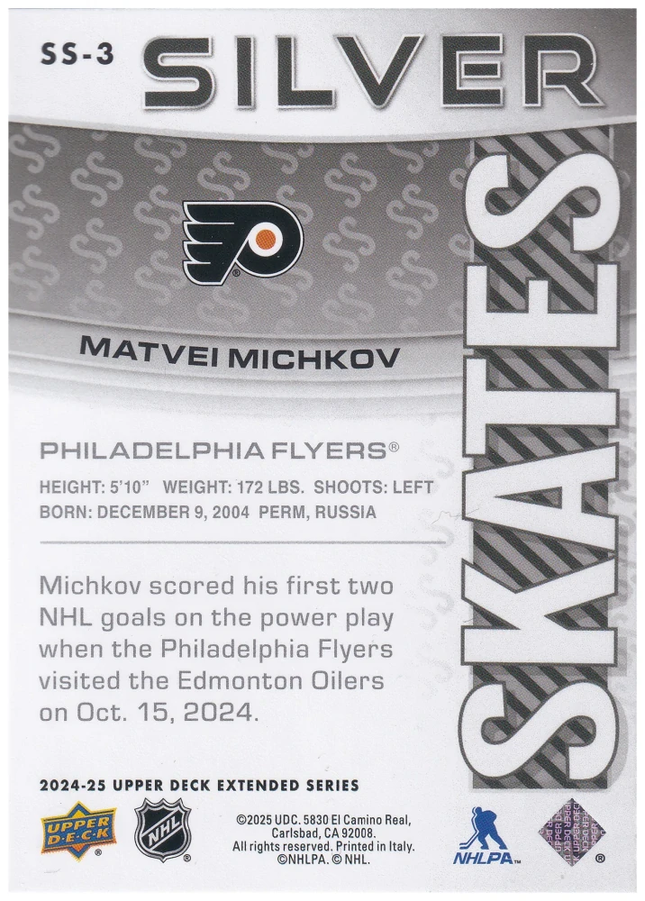 2024-25 UD Extended Series - Matvei Michkov - Silver Skates #SS-3