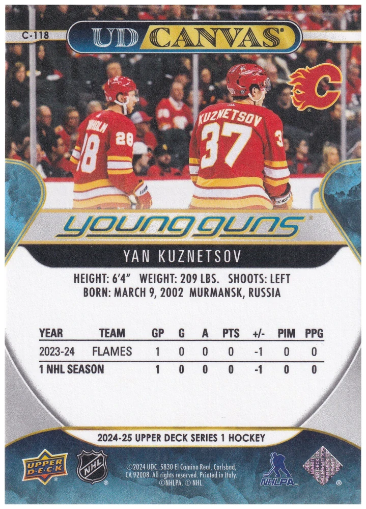 2024-25 UD Series 1 - Yan Kuznetsov - Young Guns Canvas #C-118