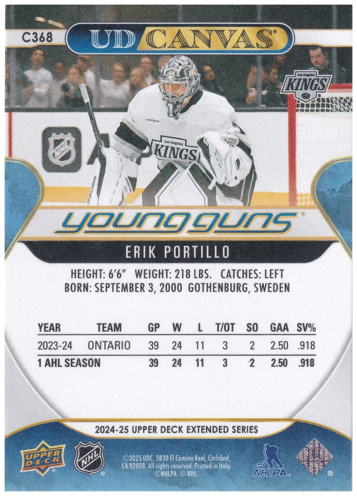 2024-25 UD Extended Series - Erik Portillo - Young Guns Canvas #C368