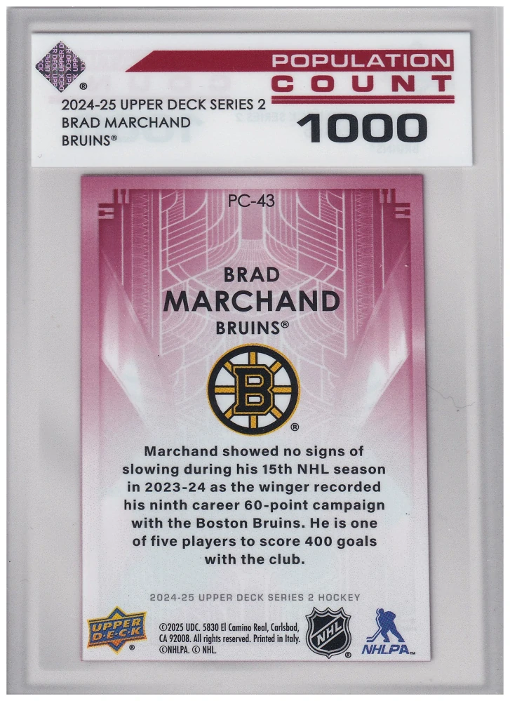2024-25 UD Series 2 - Brad Marchand - Population Count 1000 #PC-43