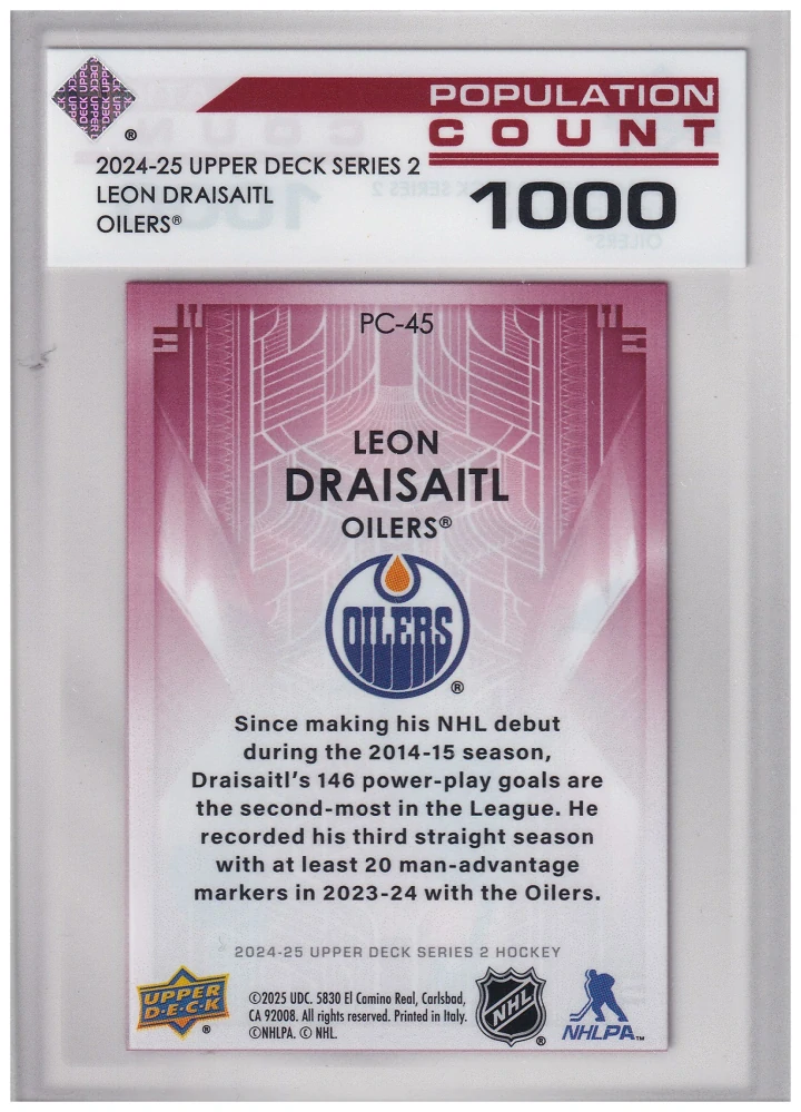 2024-25 UD Series 2 - Leon Draisaitl - Population Count 1000 #PC-45