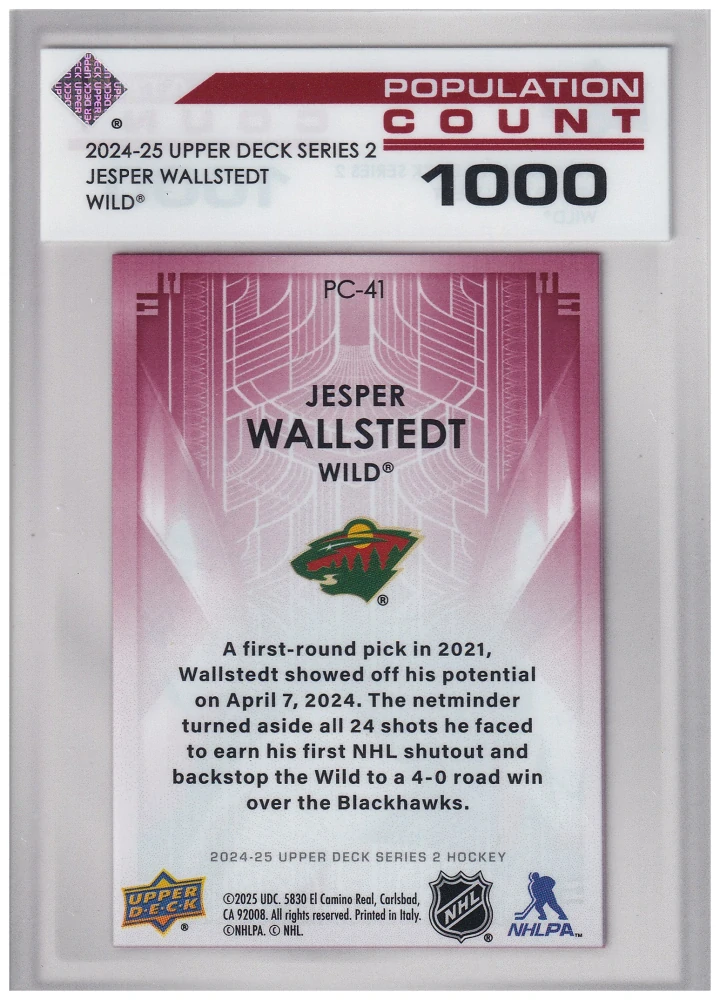 2024-25 UD Series 2 - Jesper Wallstedt - Population Count 1000 #PC-41