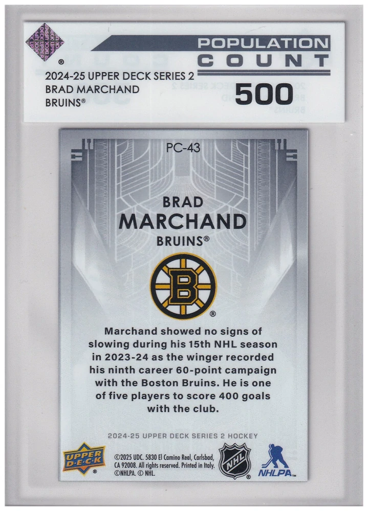 2024-25 UD Series 2 - Brad Marchand - Population Count 500 #PC-43