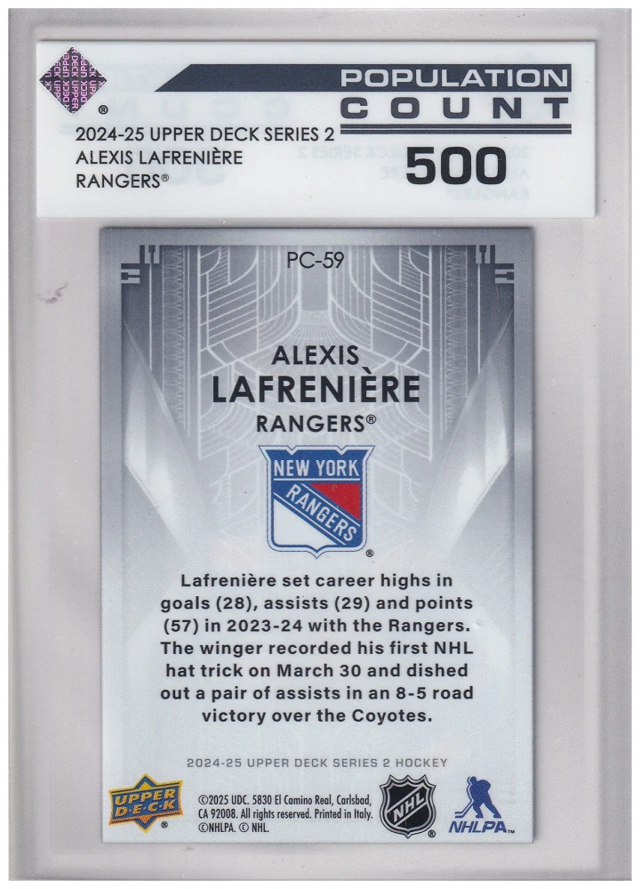 2024-25 UD Series 2 - Alexis Lafreniere - Population Count 500 #PC-59