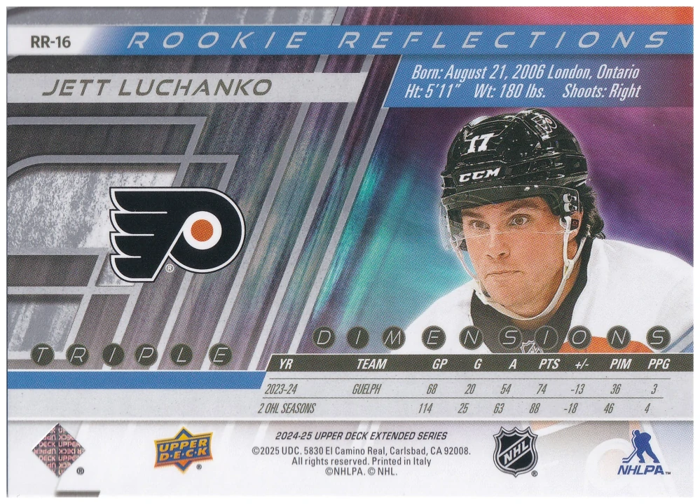 2024-25 UD Extended Series - Jett Luchanko - Rookie Reflections #RR-16