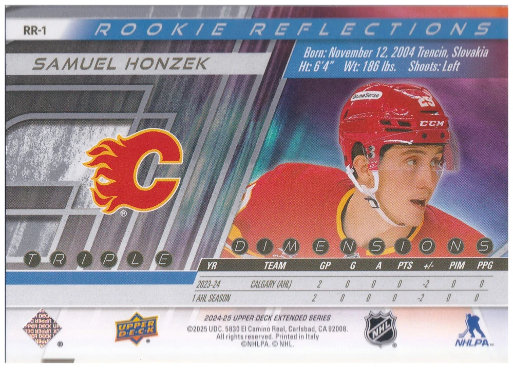2024-25 UD Extended Series - Samuel Honzek - Rookie Reflections #RR-1