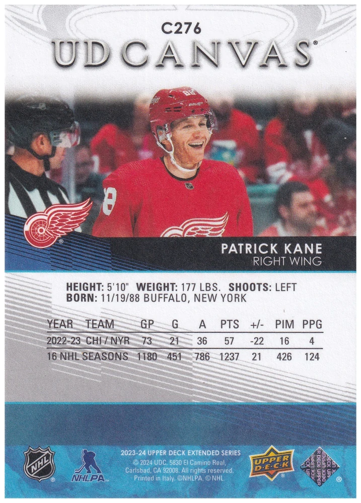 2023-24 UD Extended Series - Patrick Kane - Canvas #C276