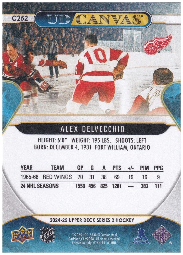 2024-25 UD Series 2 - Alex Delvecchio - Canvas Retired #C252