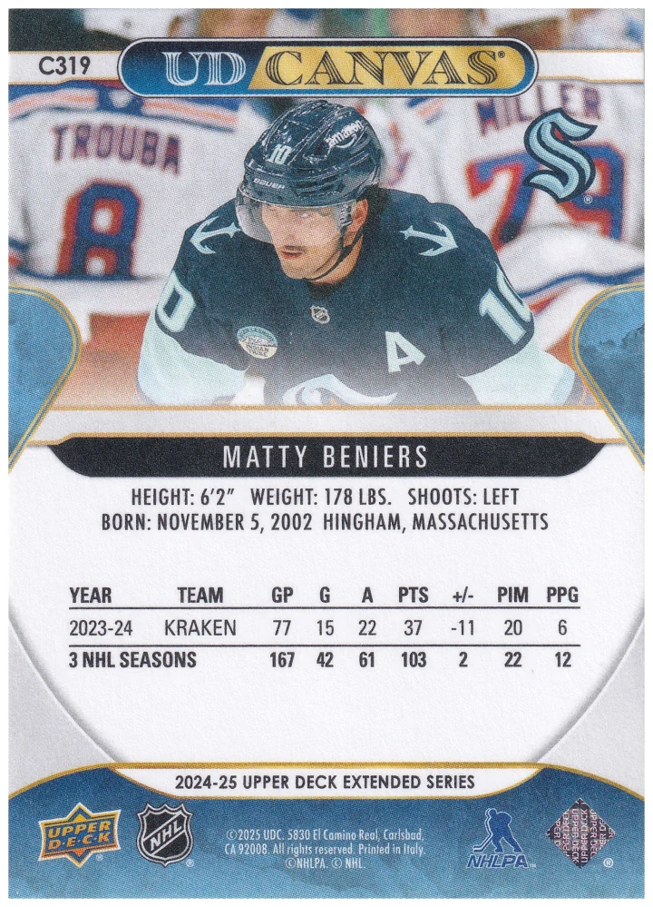 2024-25 UD Extended Series - Matty Beniers - Canvas #C319