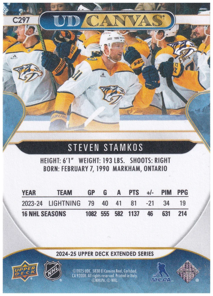 2024-25 UD Extended Series - Steven Stamkos - Canvas #C297