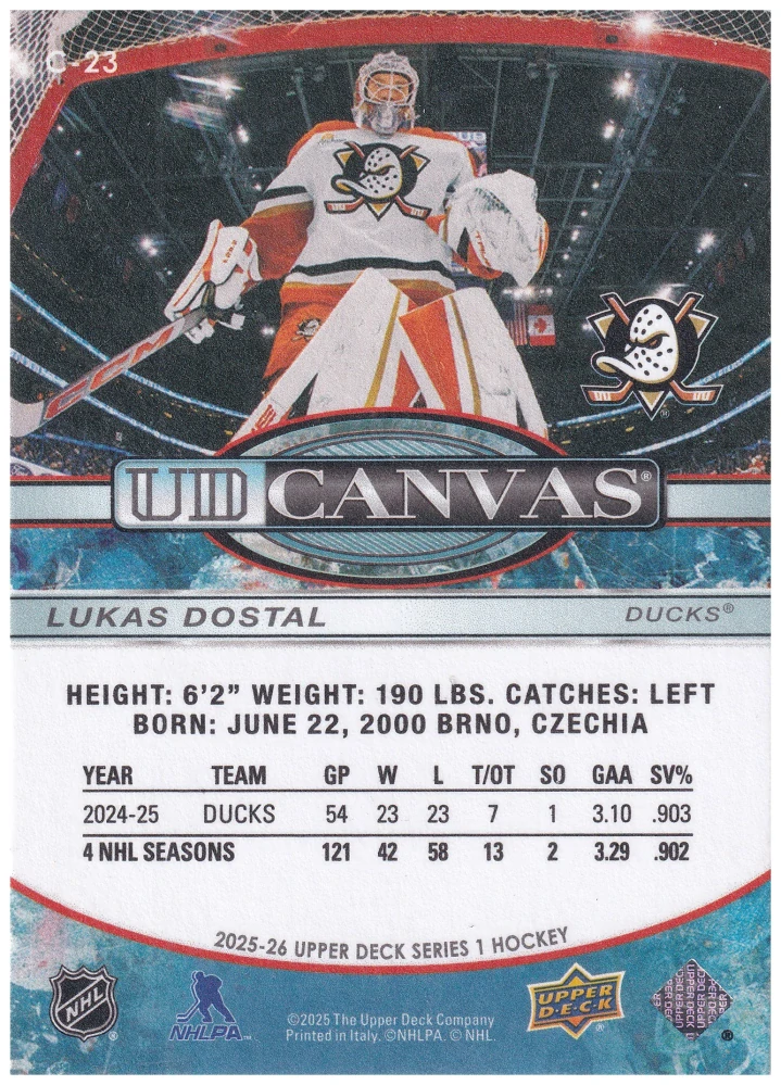 2025-26 UD Series 1 - Lukáš Dostál - Canvas #C-23