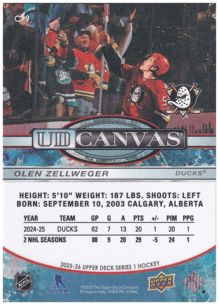 2025-26 UD Series 1 - Olen Zellweger - Canvas #C-9