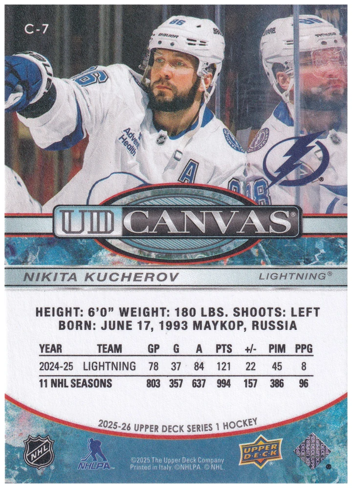 2025-26 UD Series 1 - Nikita Kucherov - Canvas #C-7