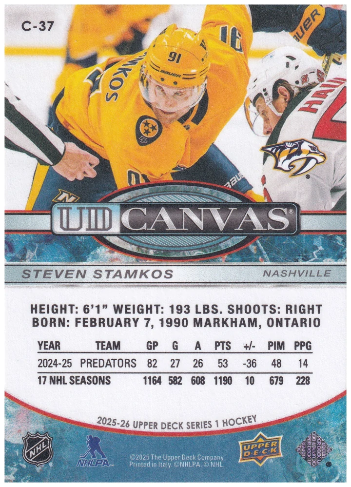 2025-26 UD Series 1 - Steven Stamkos - Canvas #C-37
